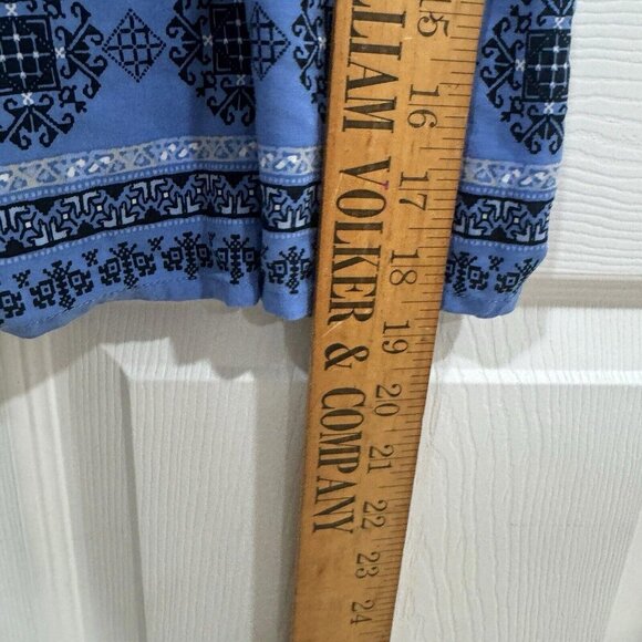 J Jill Women’s Blue Scoop Neck Floral Button Front Sleeveless Split Hem Blouse L - Picture 6 of 9